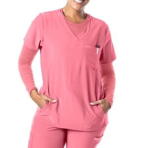 FUBU Performance Woman's Scrub Top in Dusty Rose Size XS